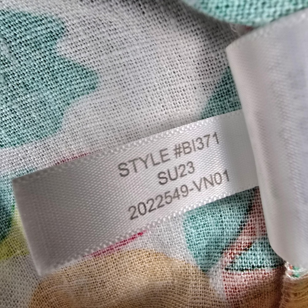 J Crew Dress Womens 0 Multicolor Fruit Print Ruffle Linen Blend Summer Party - Picture 13 of 14